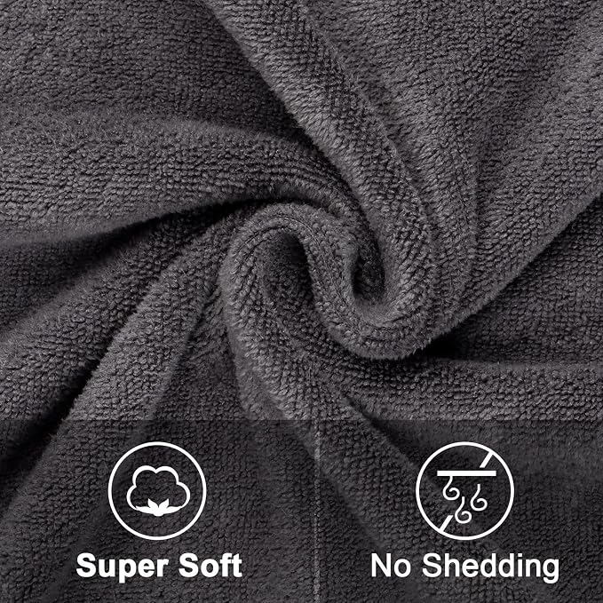 Orighty Bath Towels, Soft Feel Bath Towel, 4 Pack (27'' x 54'') | Highly Absorbent, Quick Drying Microfiber Towels for Body, Sport, Yoga, SPA, Fitness, Bathroom - Dark Grey