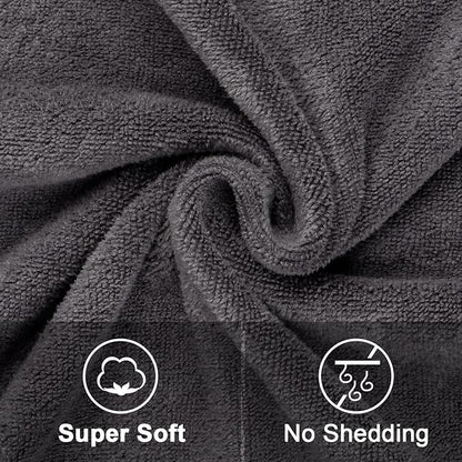 Orighty Bath Towels, Soft Feel Bath Towel, 4 Pack (27'' x 54'') | Highly Absorbent, Quick Drying Microfiber Towels for Body, Sport, Yoga, SPA, Fitness, Bathroom - Dark Grey