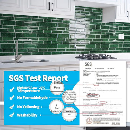 Art3d Marble Design Peel and Stick Backsplash, 10-Sheet, 12 x 12 in, Green | Lightweight, Self Adhesive, Moisture Resistant, Easy to DIY, Modern Style, for Kitchen, Bedroom, Ideal for New Home Buyers