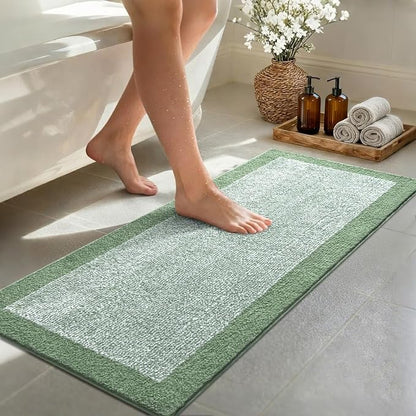 Bathroom Rugs 48x17 Non Slip Washable, Green Bath Mat for Bathroom Floor Tub, Soft Absorbent Quick Dry Mats for Shower, Bathtub,Home Decor