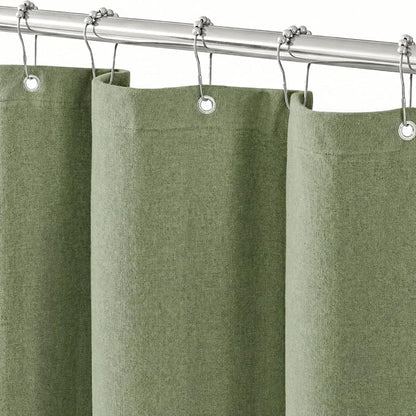 Sage Green Linen Shower Curtain Farmhouse Bathroom Decor 72x78 In | Boho Bathroom Decor,12 Sturdy Stainless Steel Sliding Hangers,Rustic Country Style,Linen Shower Curtains for Bathroom