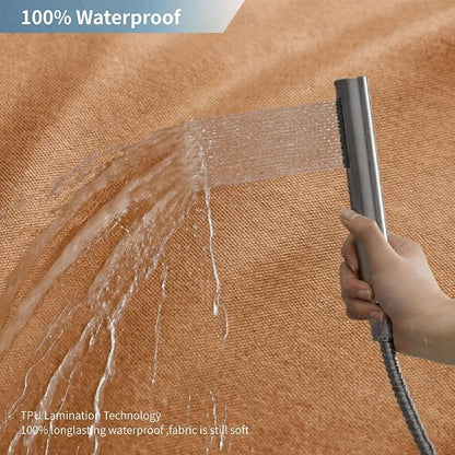 Waterproof Fabric Shower Curtain,No Liner Needed,72x72,Orange | 2-in-1 Design,Linen Textured,100% Waterproof TPU-Laminated Backing,Magnetic Weighted,Machine Washable,For Bathroom,Hotel