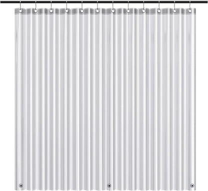 EHZNZIE Shower Curtain Liner Light Weight PEVA, Shower Liner 72x72 Inches, Waterproof, No Chemical Smell with 12 Rust Proof Metal Grommets for Bathroom Shower Curtain, Clear Black