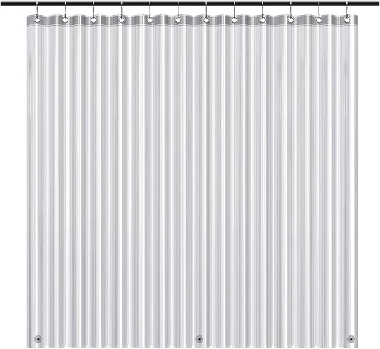 EHZNZIE Shower Curtain Liner Light Weight PEVA, Shower Liner 72x72 Inches, Waterproof, No Chemical Smell with 12 Rust Proof Metal Grommets for Bathroom Shower Curtain, Clear Black
