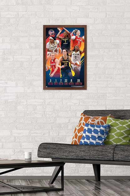 Trends International WNBA Indiana Fever -Team 24 Wall Poster, 22.4L x 14.7W, Mahogany Framed Version