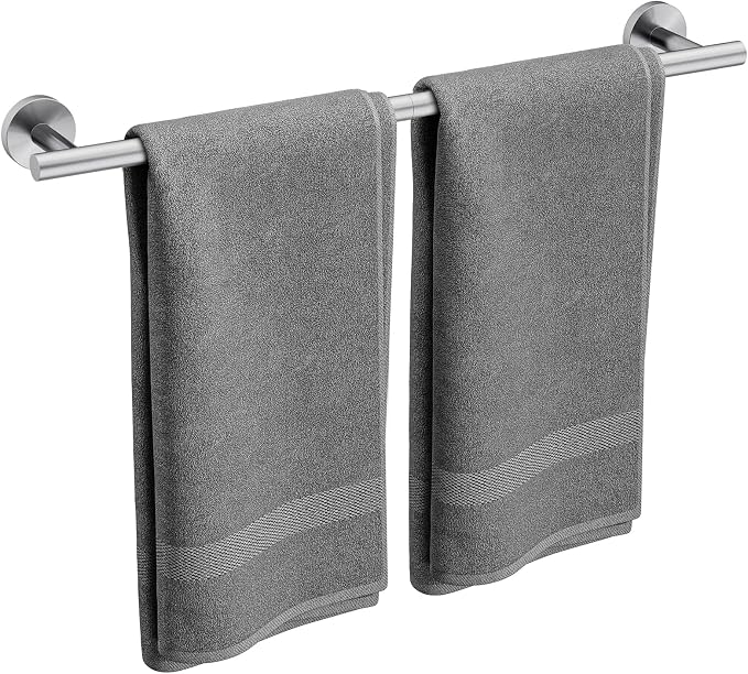 Brushed Nickel Towel Bar, 24 Inch Bathroom Towel Rack | Towel Holder Wall Mounted, Thicken SUS304 Stainless Steel Towel Rod Modern Home Decor (Total Length 26 Inch)