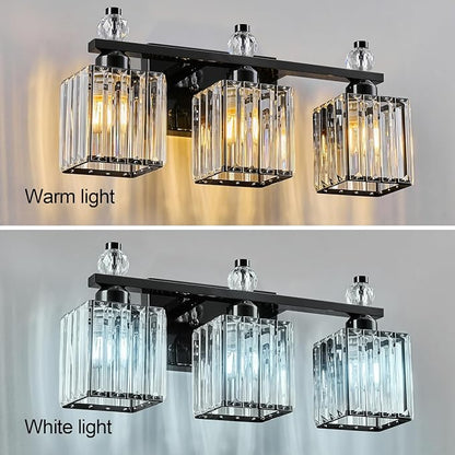 Black Bathroom Vanity Lights Crystal Vanity Light Bathroom Lighting Fixtures 3 Light Modern Vanity Lighting Fixtures