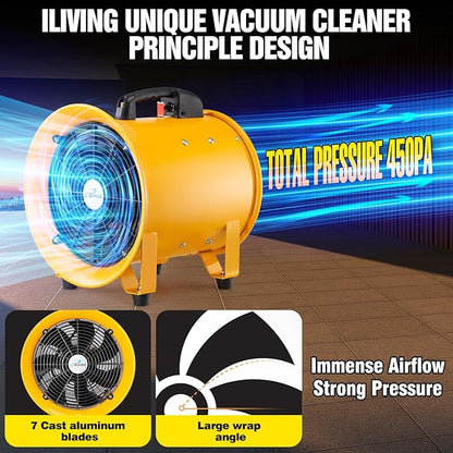 iLiving Utility High Velocity Blower, Fume Extractor, Portable Exhaust and Ventilator Fan (Utility 12")