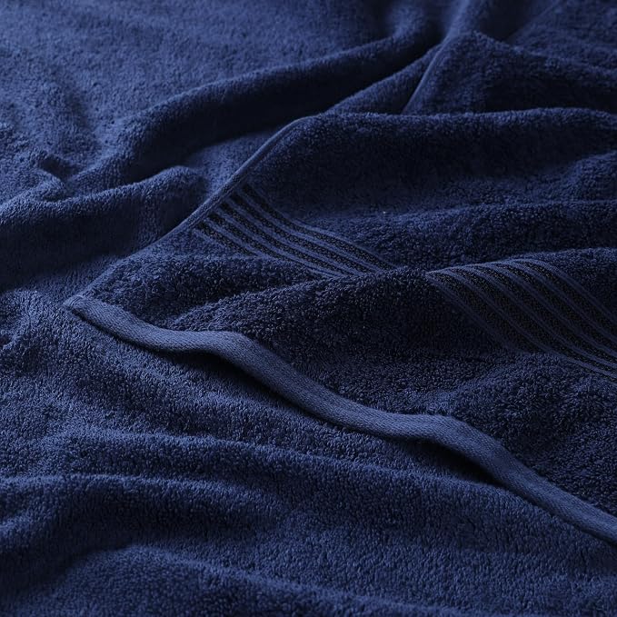 Superior Egyptian Cotton 6-Piece Towel Set, Assorted Towels for Home Bathroom, Master, Guest Bath, Decor Essentials, Includes 2 Bath, 2 Hand, 2 Face Towels/Washcloths, Quick Dry, Absorbent, Navy Blue