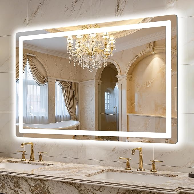 LED Bathroom Mirror, 45"x30" Bathroom Vanity Mirror with Lights | Smart Anti-Fog, Dimmable, 3 Color Modes, Backlit+Front Lit, Memory Function, HD Tempered Glass,Horizontal/Vertical,ETL Listed