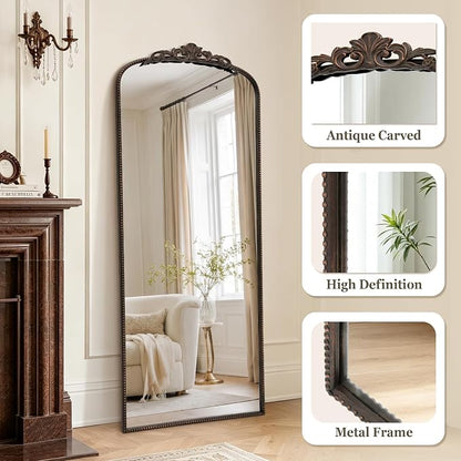 Micasso Bronze Full Length Mirror: 26''x63'' Large Vintage Floor Mirror | Baroque Long Body Mirror - Traditional Ornate Antique for Cloakroom/Dressing Room/Bedroom/Entryway - Ideal for Living Room
