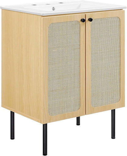 Modway EEI-6693-OAK-WHI Chaucer 24" Bathroom Vanity, Oak White