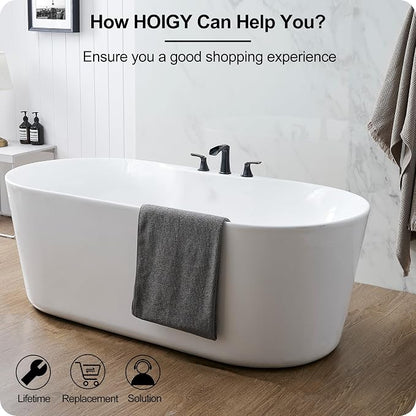 Waterfall Bathtub Faucet Oil Rubbed Bronze, Brass Bath Tub Faucet Set 3 Hole, 8 Inch High Flow Roman Tub Faucet, 2 Handle Deck Mount Bathtub Faucets Widespread with Water Hose for Farmhouse