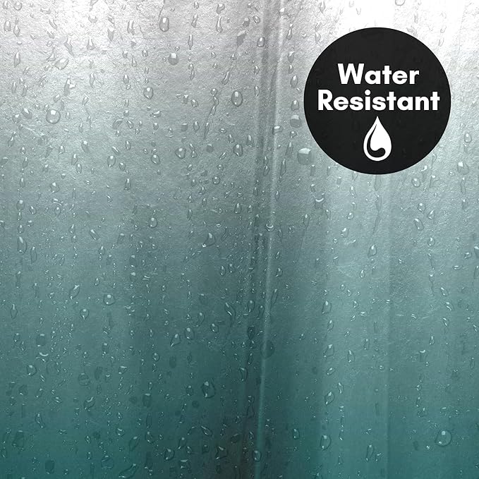 Americanflat 71x74 Teal Ombre Shower Curtain - Water-Resistant Long Shower Curtain with Durable Grommets and 12 Hooks - 100% Polyester