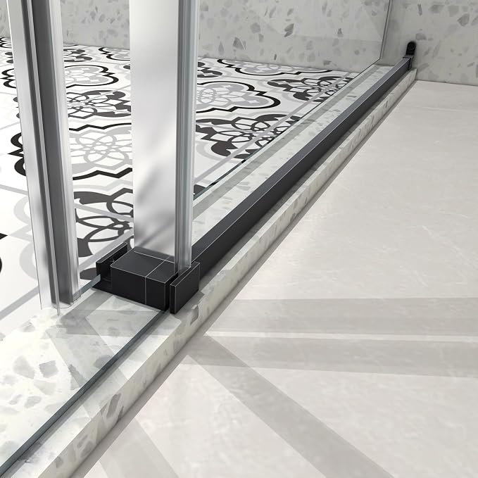 43"-48" Wx 76" H Frameless Single Sliding Shower Door with Adjustable Soft Closing Design and 70MM 304 Large Pulleys,Glass Shower Door W/Explosion-Proof Film Nano Coating,Matte Black