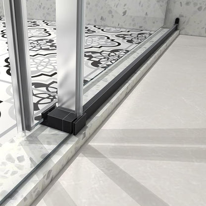 Single Sliding Shower Door,55"-60" W x 63" H Frameless Shower Door with 5/16" (8mm) Thick SGCC Tempered Glass W/Adjustable Soft Closing,Bathroom Glass Door for Spa（Matte Black）