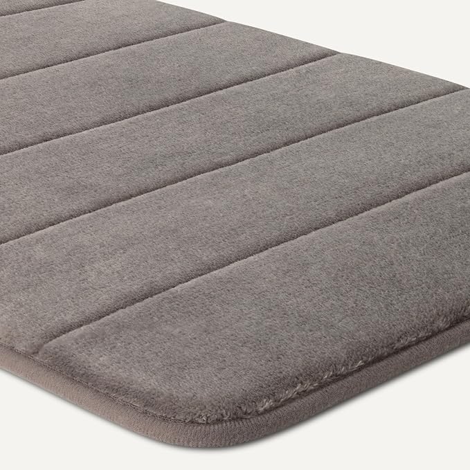 Amazon Basics Bath Mat for Bathroom, Absorbent Plush Memory Foam, Fast Dry Microfiber, Non-Slip, 17 x 24 Inches, Dark Gray