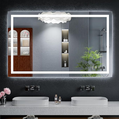 30"x48" LED Bathroom Mirror with Lights, Backlit+Frontlit, Anti-Fog | CRI 95, Stepless Dimmable, 3 Colors Lighting, Shatterproof Tempered Glass, HD Reflection, Memory, (Horizontal/Vertical)