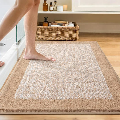48x32 Large Bathroom Rugs Washable Non Slip, Beige Bath Mat for Bathroom Floor Tub, Soft Absorbent Quick Dry Mats for Shower, Bathtub,Home Decor