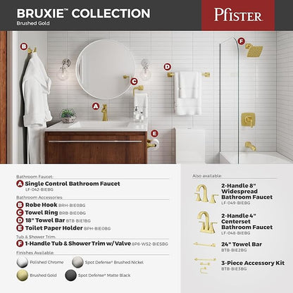 Pfister Bruxie Bathroom Sink Faucet, 8-Inch Widespread, 2-Handle, 3-Hole, NSF Certified, Brushed Gold Finish, LF049BIEBG