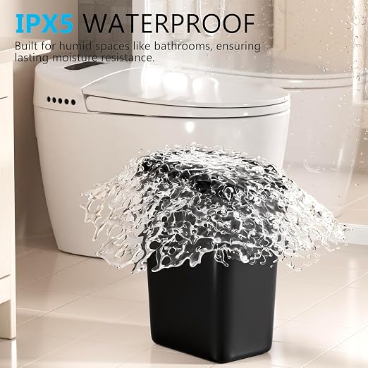 Bathroom Small Trash Can with Lid, Automatic Garbage Can, 2.6 Gallon | 3 Pack Touchless Slim Waterproof Motion Sensor Smart Trash Bin for Bedroom, Office, Living Room-Black