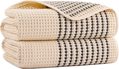 MICROFI New Microfiber Waffle Bath Towels, 2 Pieces, Soft, Absorbent, Fast Drying, Lint Free 430 GSM (30''x60''/76cm x 152cm)