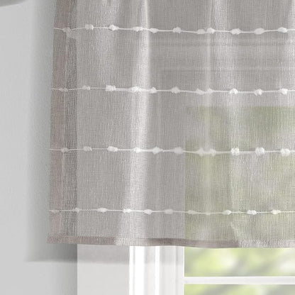 Lush Decor Farmhouse Textured Sheer Window Curtain Valance, 52"W x18"L, Gray