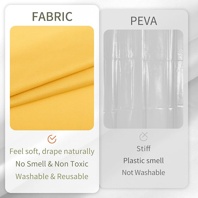 ALYVIA SPRING Waterproof Fabric Shower Curtain or Liner Yellow, 72x72 | 3 Magnets, Soft Cloth & Hotel Quality, Machine Washable, Light-Weight, Standard Size