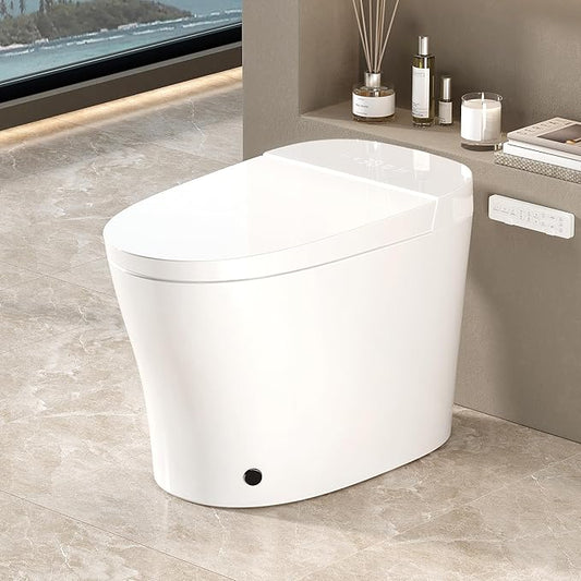 WinZo Smart Toilet with Bidet Built in, ADA One-Piece Toilet Auto Open/Close & Flush, Heated Seat, Front & Rear Wash, LED Display, Night Light, 12-inch Rough-in (White)
