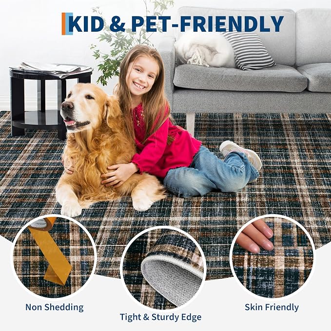 2x6 Runner Rug Bathroom Rugs Non Slip Machine Washable Hallway Rug Modern Soft Non-Shedding Kitchen Runners for Bathroom Bedroom Entryway Nursery, Black&Brown
