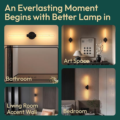 ALAMPEVER Modern Linear Wall Sconce with LED Bulb Included, Dimmable Minimalist Wall Light for Bathroom, Bedroom, Living Room & Hallway, 1 Pack