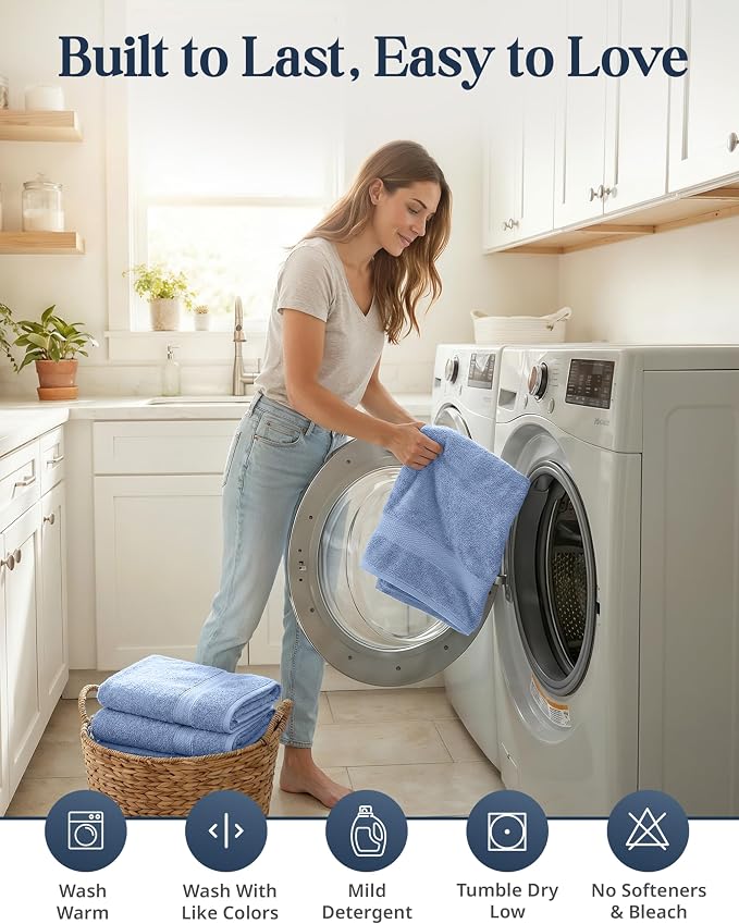 LANE LINEN Towel Set for Bathroom Soft Absorbent Quick Dry - Allure | Cotton Towels For Bathroom - Coordinated Colors, OEKO-TEX Certified, Ring-Spun Durability