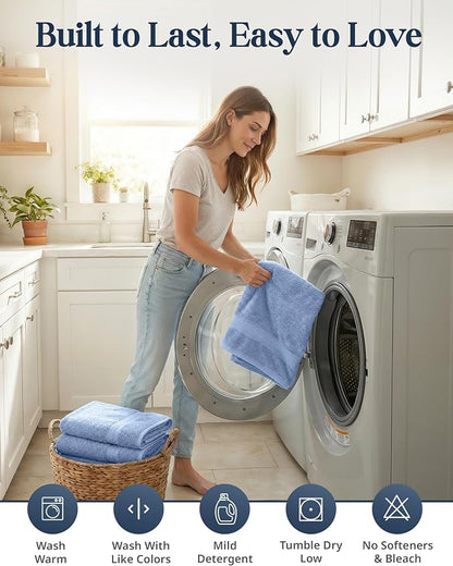LANE LINEN Towel Set for Bathroom Soft Absorbent Quick Dry - Allure | Cotton Towels For Bathroom - Coordinated Colors, OEKO-TEX Certified, Ring-Spun Durability