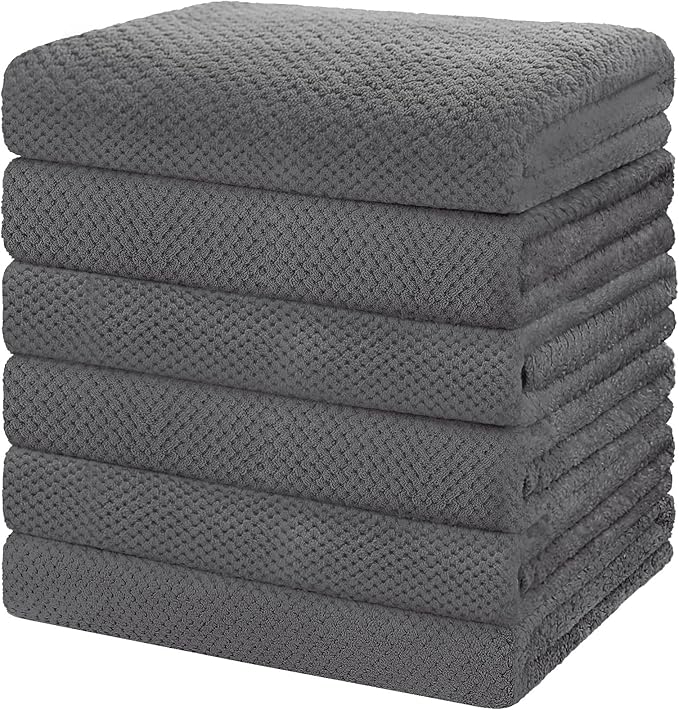 HOMEXCEL 6PK Bath Towel Set, 24x48 in, Absorbent&Quick Dry Towels for Hotel | Ultra Soft, Lightweight Towels for Bathroom, Spa and Beauty Parlor, Grey