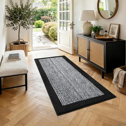 Bathroom Rugs 40x24 Non Slip Washable, Black Bath Mat for Bathroom Floor Tub, Soft Absorbent Quick Dry Mats for Shower, Bathtub,Home Decor