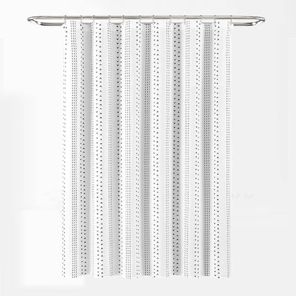 Lush Decor Hygge Stripe Shower Curtain Single 72" W x 72" L Black & White - Fabric Shower Curtains for Bathroom - White Bathroom Curtain