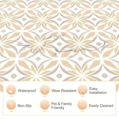 MORCART 20PCS 7.87" x 7.87" Peel and Stick Floor Tile, Orange | Self-Adhesive DIY Vinyl Flooring, Removable and Waterproof Tile Sticker for Bathroom, Kitchen, Wall, Bedroom, Stairs