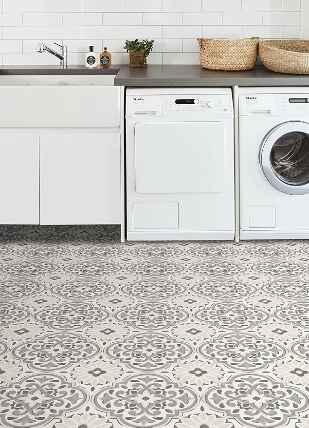 FloorPops Gray Massimo Peel & Stick Floor Tiles, FP3988