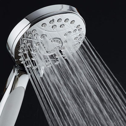 High Pressure 6-setting Luxury Handheld Shower Head – Extra Long 6 Foot Stainless Steel Hose – Anti Clog Jets – Anti Slip Grip – Top US Brand – Includes Extra Wall Bracket – Chrome Finish