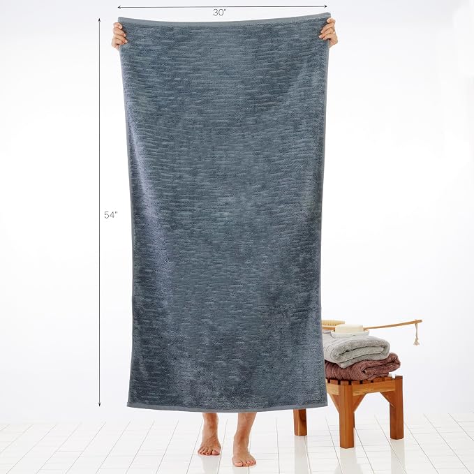 SKL Home CloudSoft 100% Cotton Luxury 4-Piece Bath Towel Set, Smoke Blue | Premium spa-level quality. 600 GSM weight. Ultra plush & absorbent.