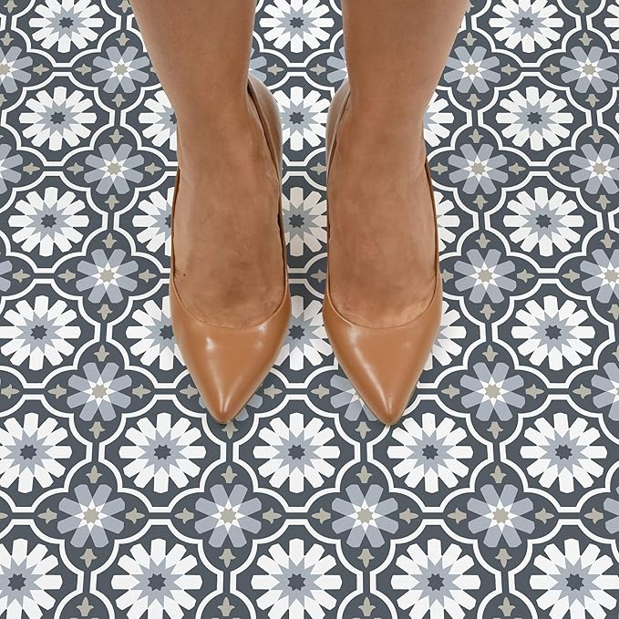 FloorPops FP2944 Sevilla Peel & Stick Floor Tiles, Multicolor (Pack of 6)