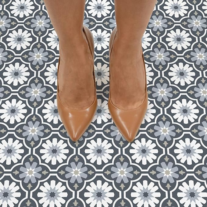 FloorPops FP2944 Sevilla Peel & Stick Floor Tiles, Multicolor (Pack of 6)
