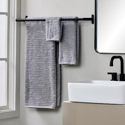 SKL Home CloudSoft Bath Towel Set, 6-Piece, 100% Cotton Luxury, Gray | 2 Bath towels, 2 hand towels, 2 washcloths. Premium spa-level quality. 600/520 GSM weight. Ultra plush & absorbent.