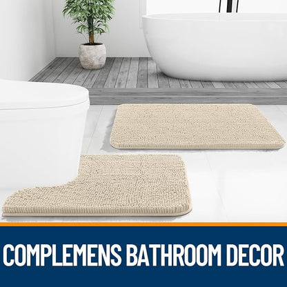 OLANLY Bathroom Runner Rugs 44x24, Extra Soft Absorbent Chenille Bath Rugs | Sand, Quick-Drying Rubber Backing, Machine Washable Long Bath Mat for Bathroom Floor, Tub and Shower, Home Decor Accessories