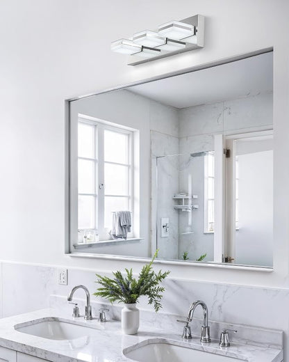 VONLUCE LED Modern Bathroom Vanity Light Fixture, Chrome | 18'', 3-Light, 3CCT, 360° Rotate, High CRI, Flicker-free, Dimmable, Memory Function, Waterproof IP44, Easy Installation