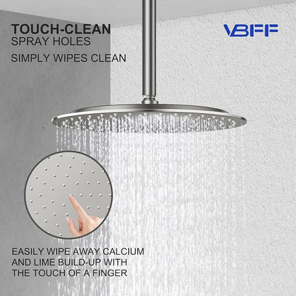 VBFF-Shower Head,rain shower head, 12 inch- Round Shower Head, 1.8 GPM Flow Rate, rainfall showerhead,VBFF13 (Brushed Nickel)