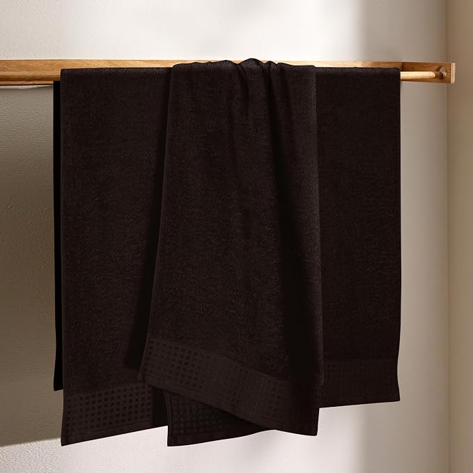 GLAMBURG Ultra Soft 4 Pack Oversized Bath Towel Set 27x54 inches, 100% Cotton Bath Towels, Highly Absorbant Compact Quickdry & Lightweight Towel, Ideal for Gym Travel Camp Pool - Chocolate Brown