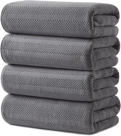 ecolook Microfiber Bath Towels Set of 4, 31 x 63 Inch Extra Large Bath Towel Set, Super Soft & Highly Absorbent, Quick Dry Lightweight Towels for Bathroom, Gym, Spa, Pool & Travel, Gray