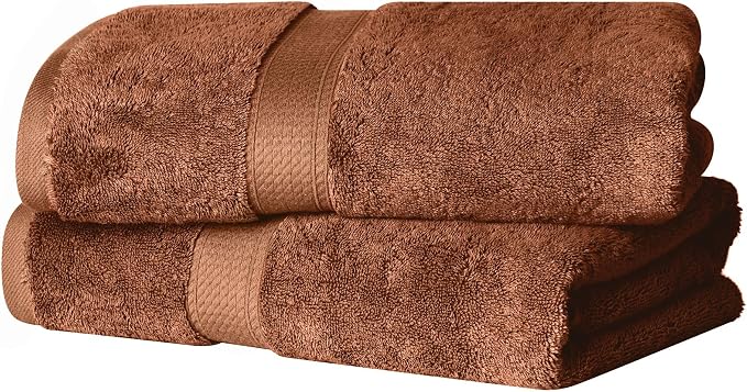 SUPERIOR Egyptian Cotton Plush & Absorbent, Bath Towel Set of 2, Rust | Quick Dry, Soft Luxury Towel Set, Bath Essentials for Bathroom, Guest Bath, Spa, 2 Piece Bath, Madeline Towels