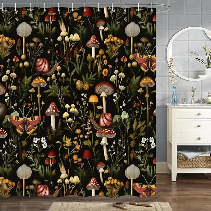 JAWO Rustic Forest Shower Curtain for Bathroom, Country Hunting Bear Deer Wild Animals Farmhouse Lodge Curtain, Cabin Nature Bathroom Set with Hooks, 70X70 Inch, Multi